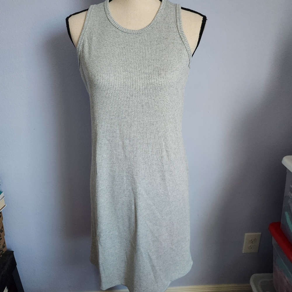 Nine West Light Gray Ribbed Sleeveless Dress Size Small